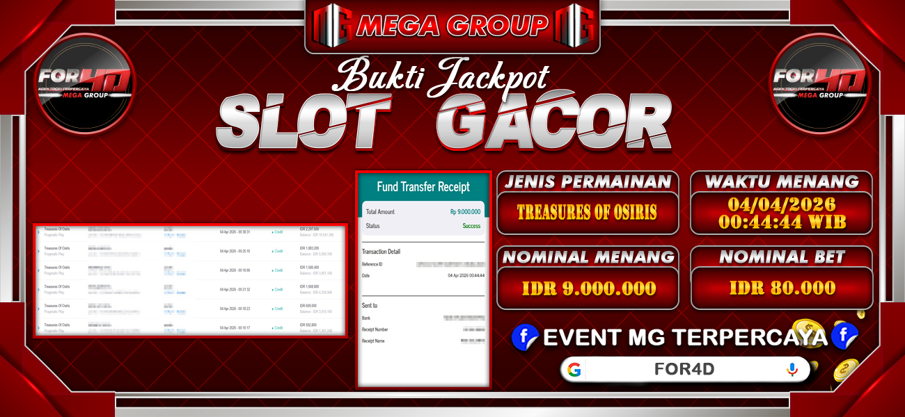 Bukti JP situs For4D hari Sabtu, 04 April 2026