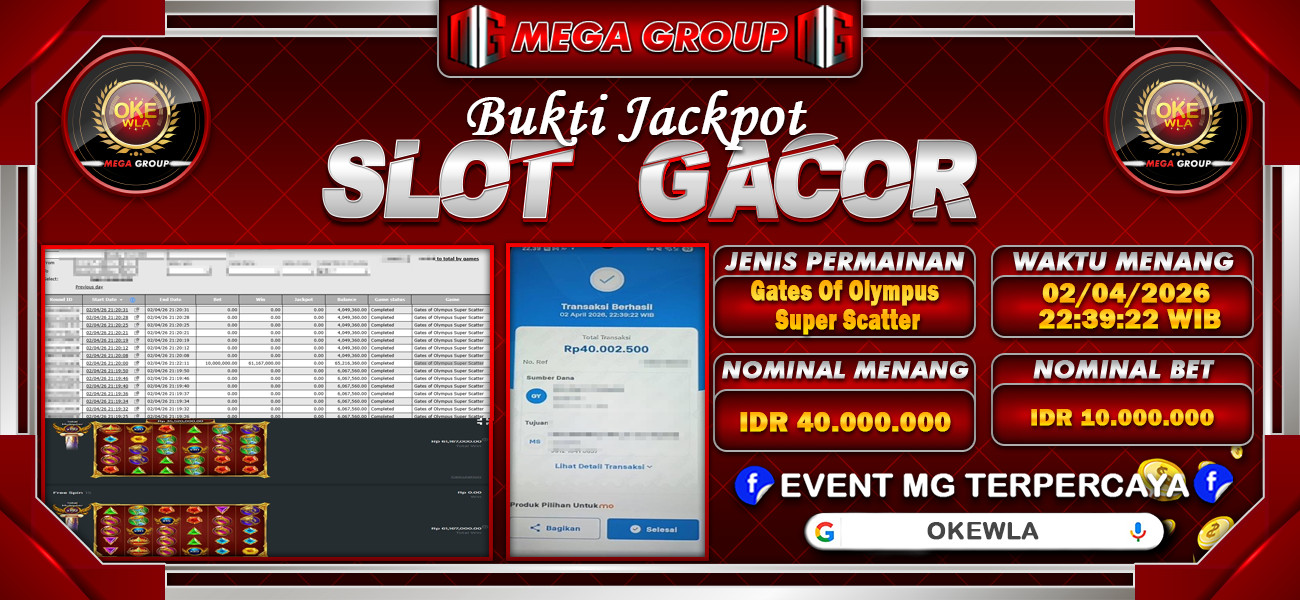 Bukti JP situs Okewla hari Kamis, 02 April 2026