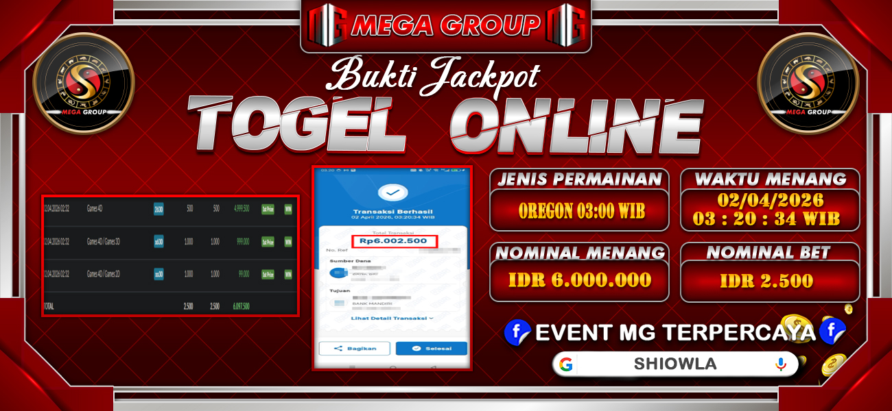 Bukti JP situs Shiowla hari Kamis, 02 April 2026